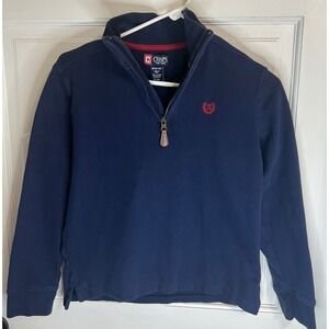 Chaps Pullover Sweatshirt Quarter Zip Mock Neck Casual Blue Size M (10-12)